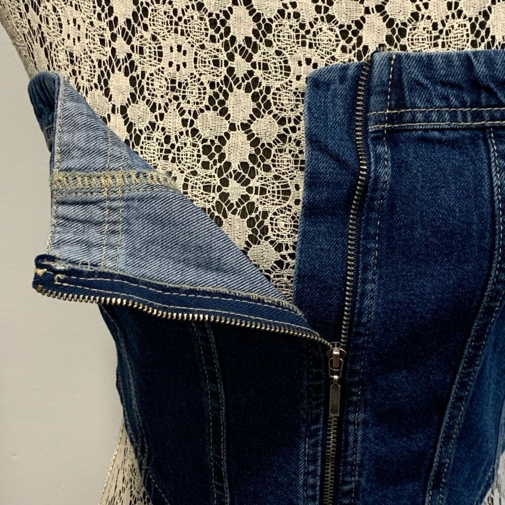 Vintage Lone Star  Blue Indigo Wash Denim Corset/Tube Top - Picture 4 of 11